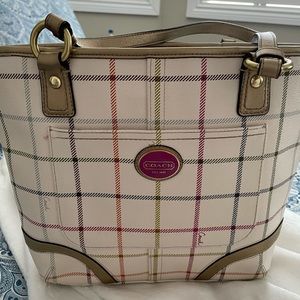 Coach beige checkered bag